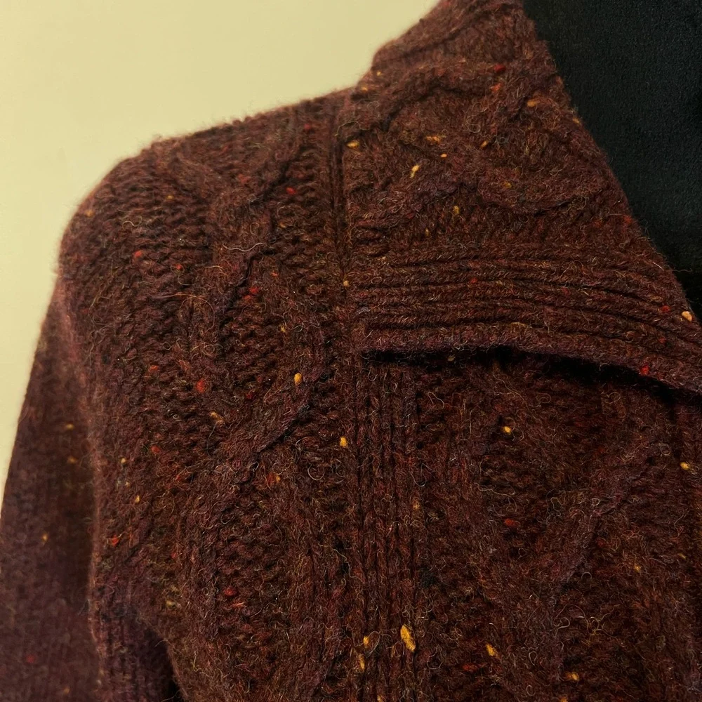 J.Crew Rich Burgundy 100% Wool Sweater Size M - Picture 7 of 9